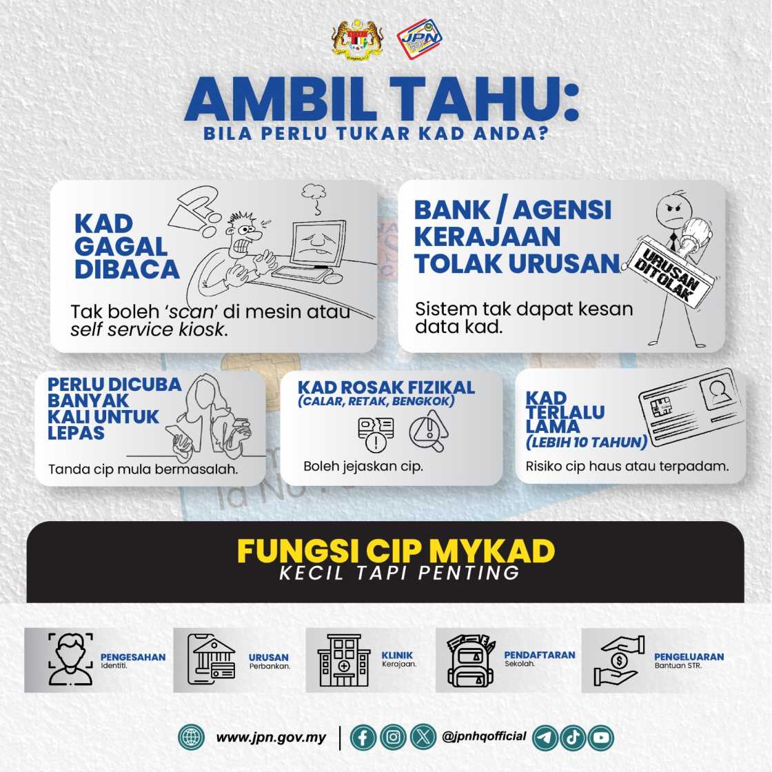 JPN Galak Orang Ramai Ganti MyKad Lebih 10 Tahun, Ada Risiko Cip Gagal Dibaca Untuk SARA RM100