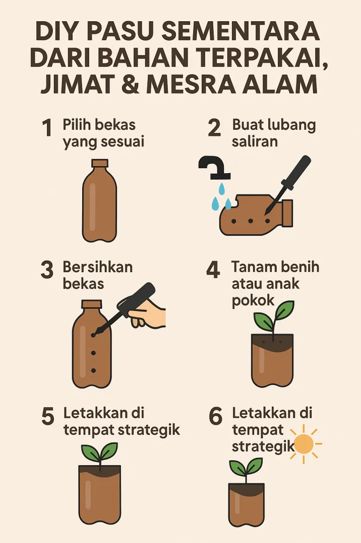 Bekas Blender, Botol Minyak Masak, Jangan Buang, Boleh Buat Pasu Sementara, Jimat & Mesra Alam