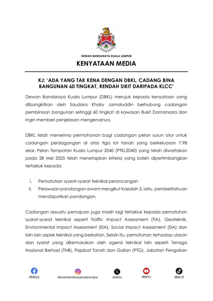 KJ Suarakan Protes Penduduk, Bantah Cadangan Pembinaan 2 Blok Bangunan 60 Tingkat Di Bukit Damansara