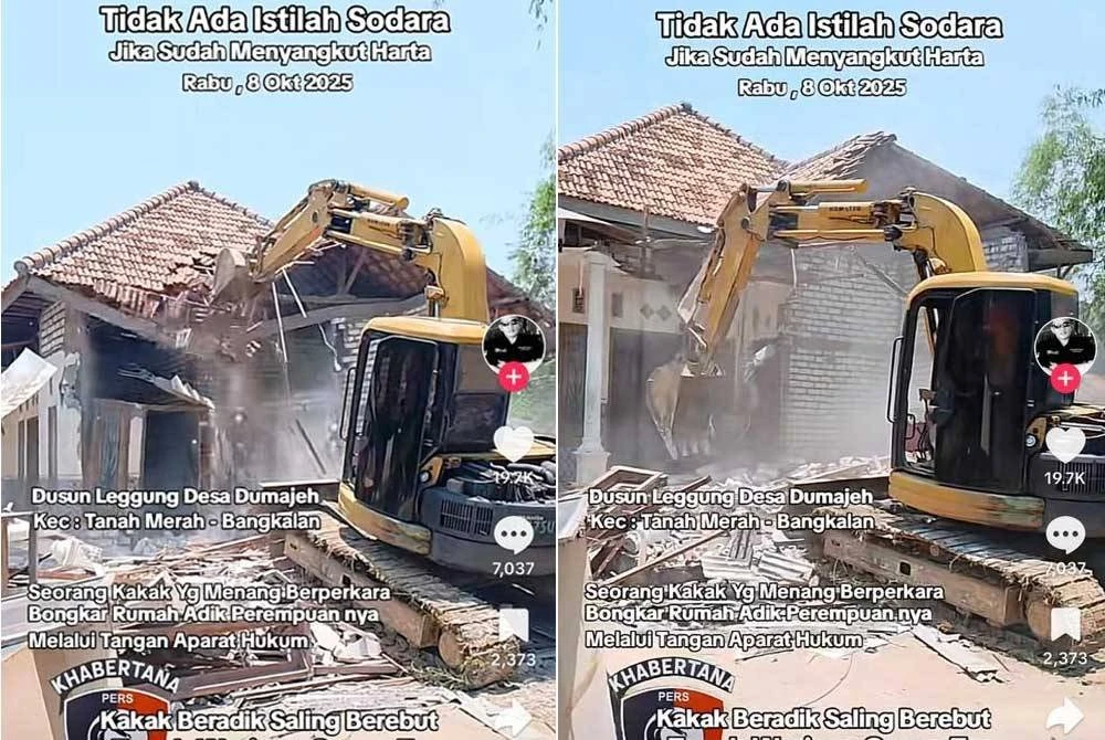 Berebut Harta Pusaka, Kakak Nekad Roboh Rumah Adik Lepas Menang Kes Mahkamah