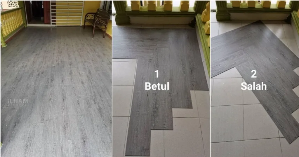 Teknik Pasang Sendiri Lantai Vinyl Gaya “Tulang Ikan” Cara Jimat Tak Membazir!