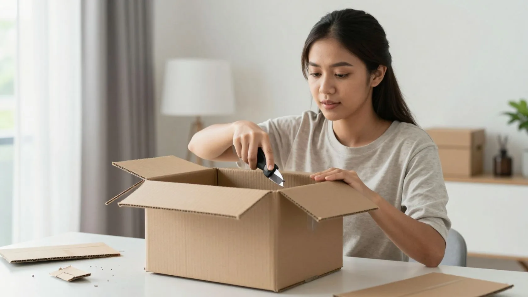 Ubah Kotak Kadbod Terpakai Jadi Storage Box Minimalis Ala ‘Muji’ Guna Tali Jut & Kain Terpakai